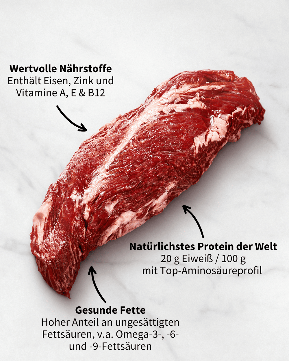 Hanging Tender mit gesundheitlichen Vorteile wie wertvolle Nährstoffe, gesunde Fette und viele Proteine