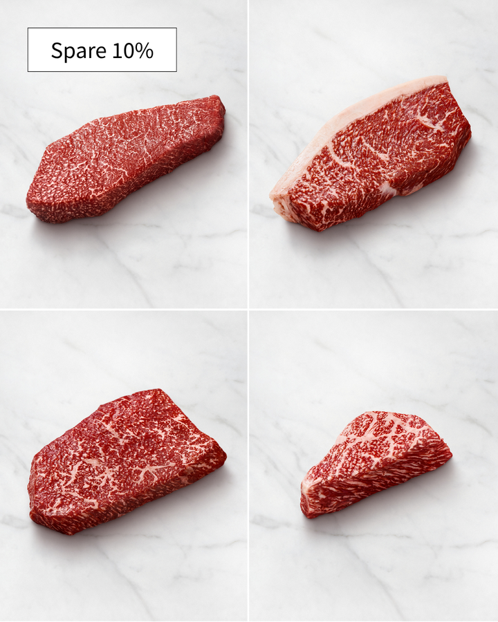 Wagyu Steak Selection - Die beliebtesten Wagyu Cuts genießen, Wagyu-Steak in Tranchen, Wagyu Tataki, Premium-Fleisch, Wagyu Bestseller-Paket